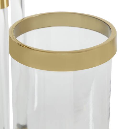 Gold Stainless Steel Contemporary Lantern, 18" x 11" x 11"